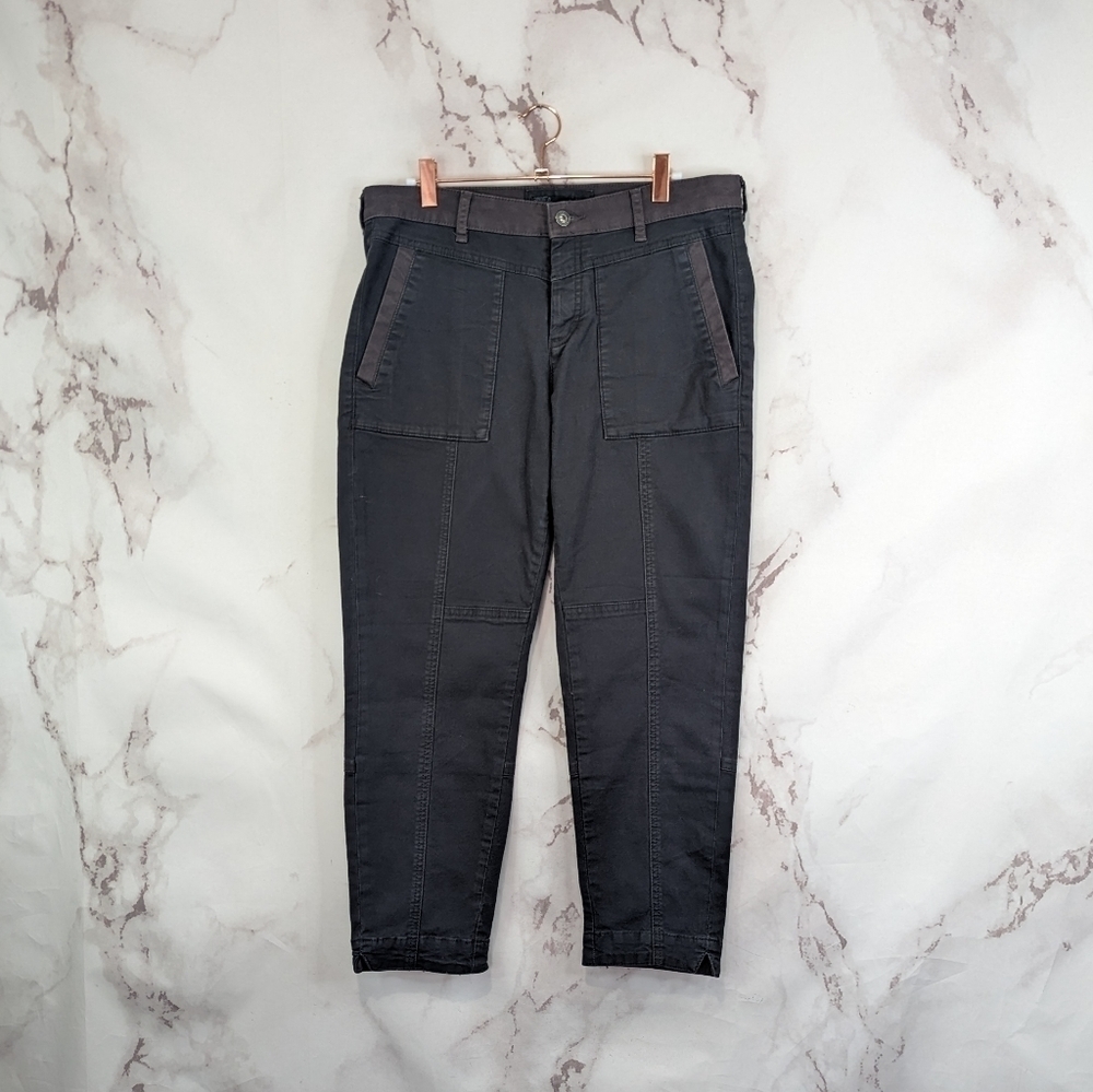 PrAna Kittle Pant 8 Carpenter Crop Mid Rise Denim Jean Gray Charcoal Women